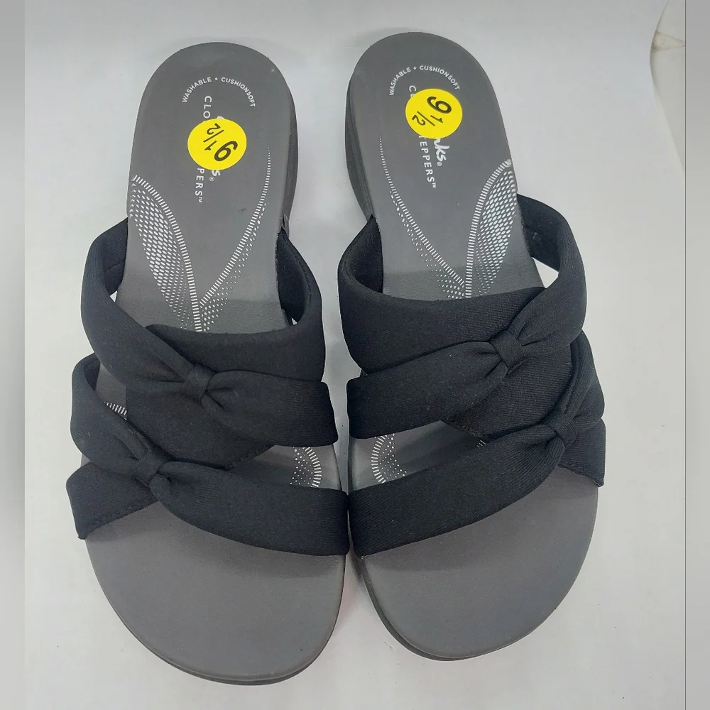 Clarks Women’s Cloudsteppers Breeze Rae Sandals Black Gray Size 9.5M